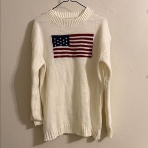 Cream Sweater with American Flag Design